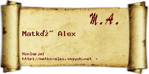 Matkó Alex névjegykártya